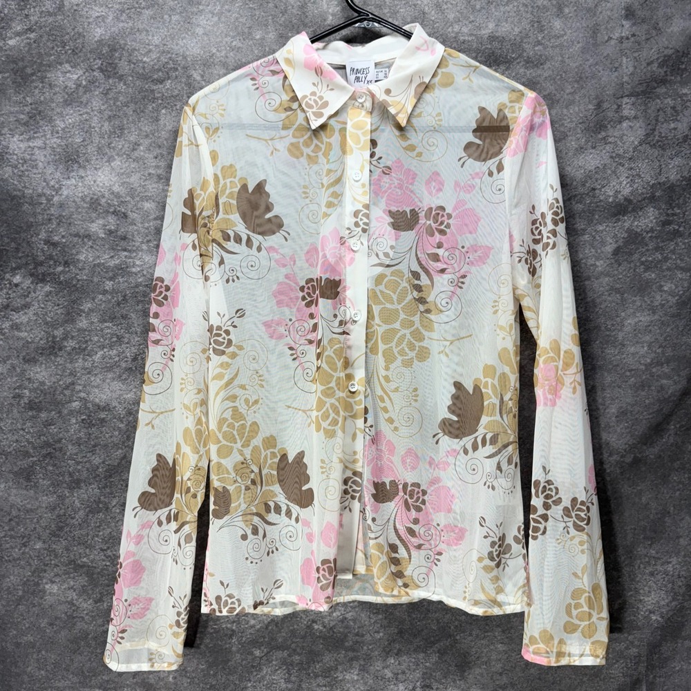Princess Polly Bohemian Romance Floral Sheer Button Up Womens 10 Fairy Butterfly
